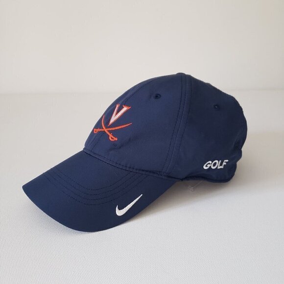NIKE Golf UVA Cavaliers Unisex Adjustable Back Strap Navy Blue Baseball Cap - Picture 4 of 14